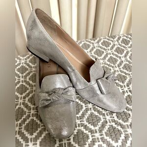 TALBOTS Jane Tie Detail Metallic Suede Loafers